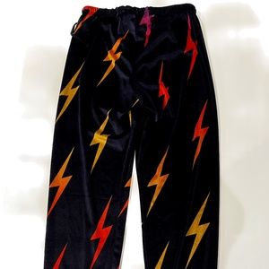 NWOT Aviator Nation Velvet Bolt Repeat Sweatpants | Color: Black | Size M